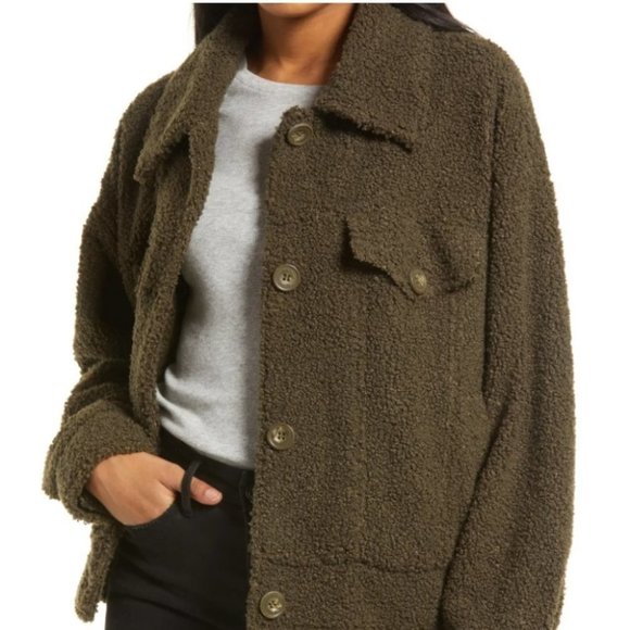 Noize Jackets & Blazers - ❌SOLD ❌Noize Miley Short Length faux sherpa teddy trucker jacket olive green